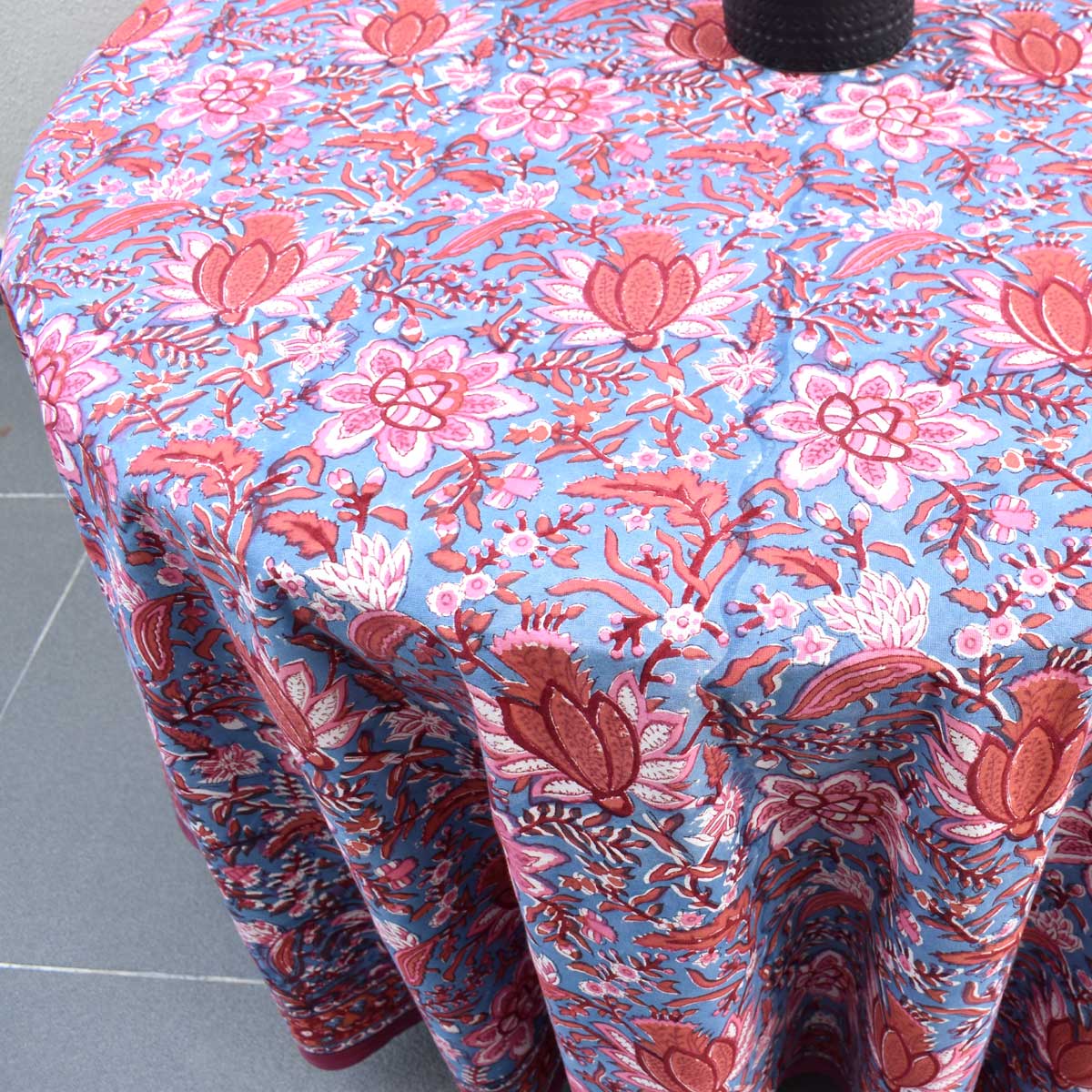 Hand Block Printed Cotton Round Tablecloth 220 cm Firdaus Gud 204865