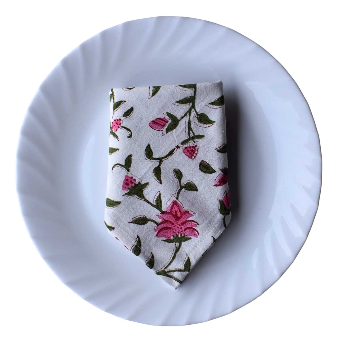 Hand Block Printed Cotton Napkin 45x45 cm Set of 4 Napkins Floral Bale Pink 104822