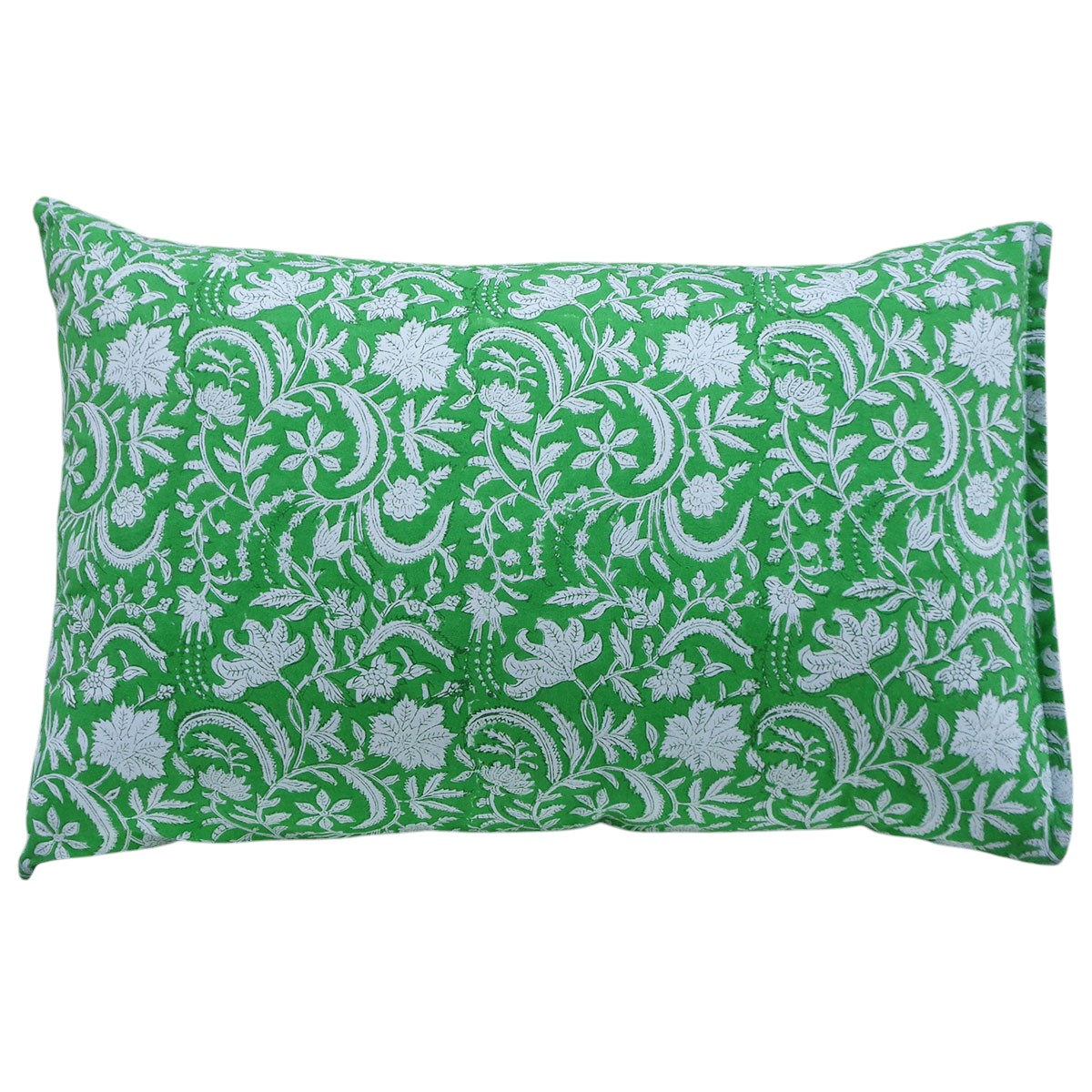 Hand Block Printed Cotton Pillows Cover 50x70 cm Set of 2  Floral Green 701949
