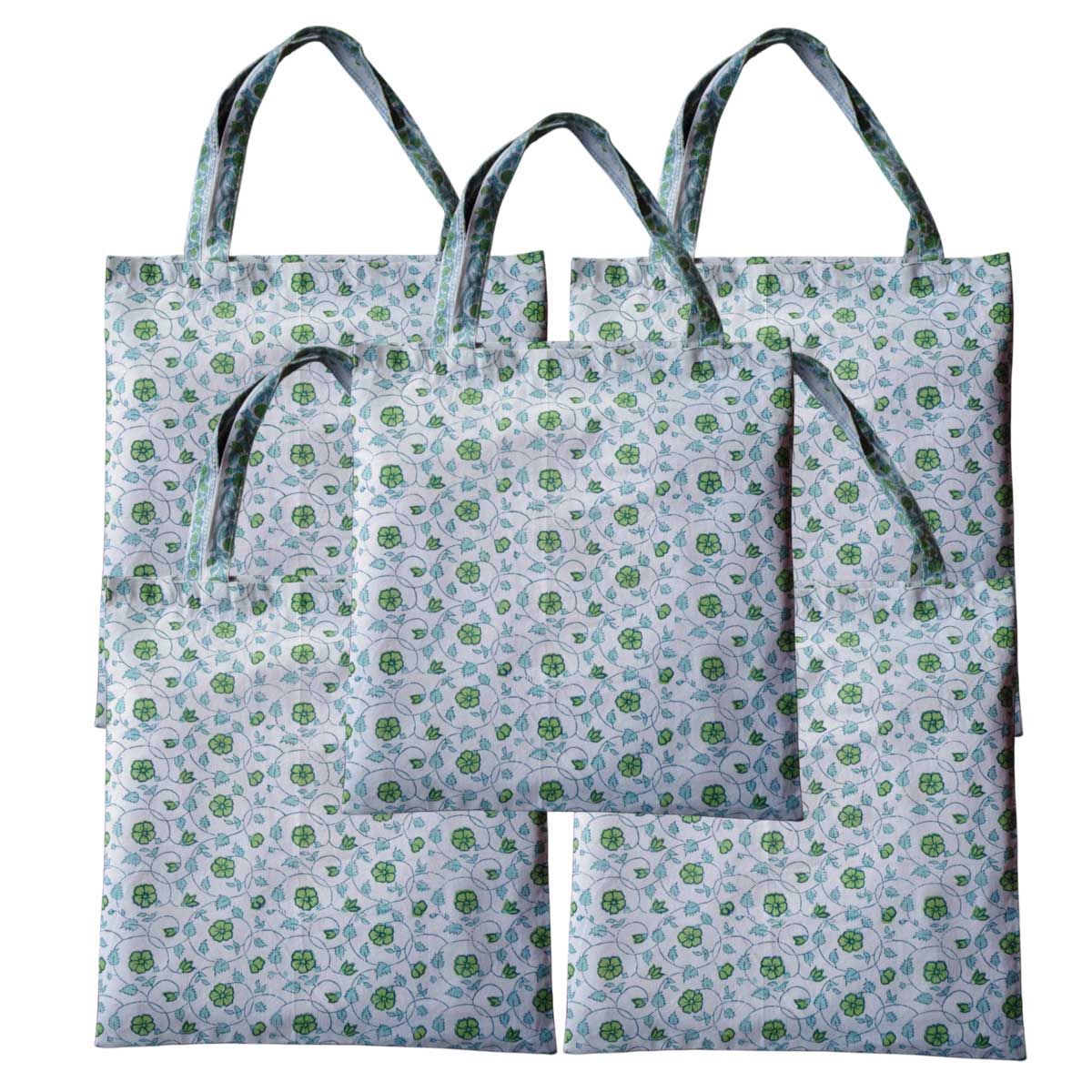 Grocery Totes Set of 5 Bags Floral Kali Green 200867