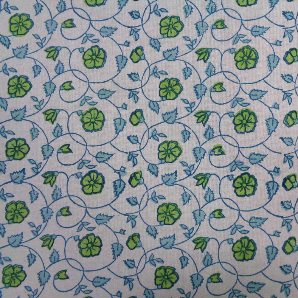Hand Block Printed Cotton Napkin 45x45 cms Set of 4 Napkins Floral Kali Green 203892
