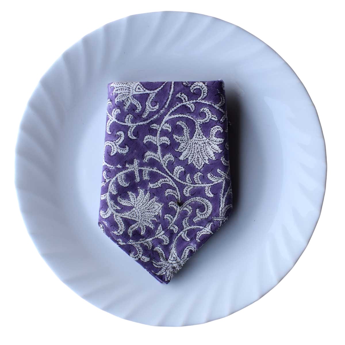 Hand Block Printed Cotton Napkin 45x45 cms Set of 4 Napkins Floral Purple Gud 207987