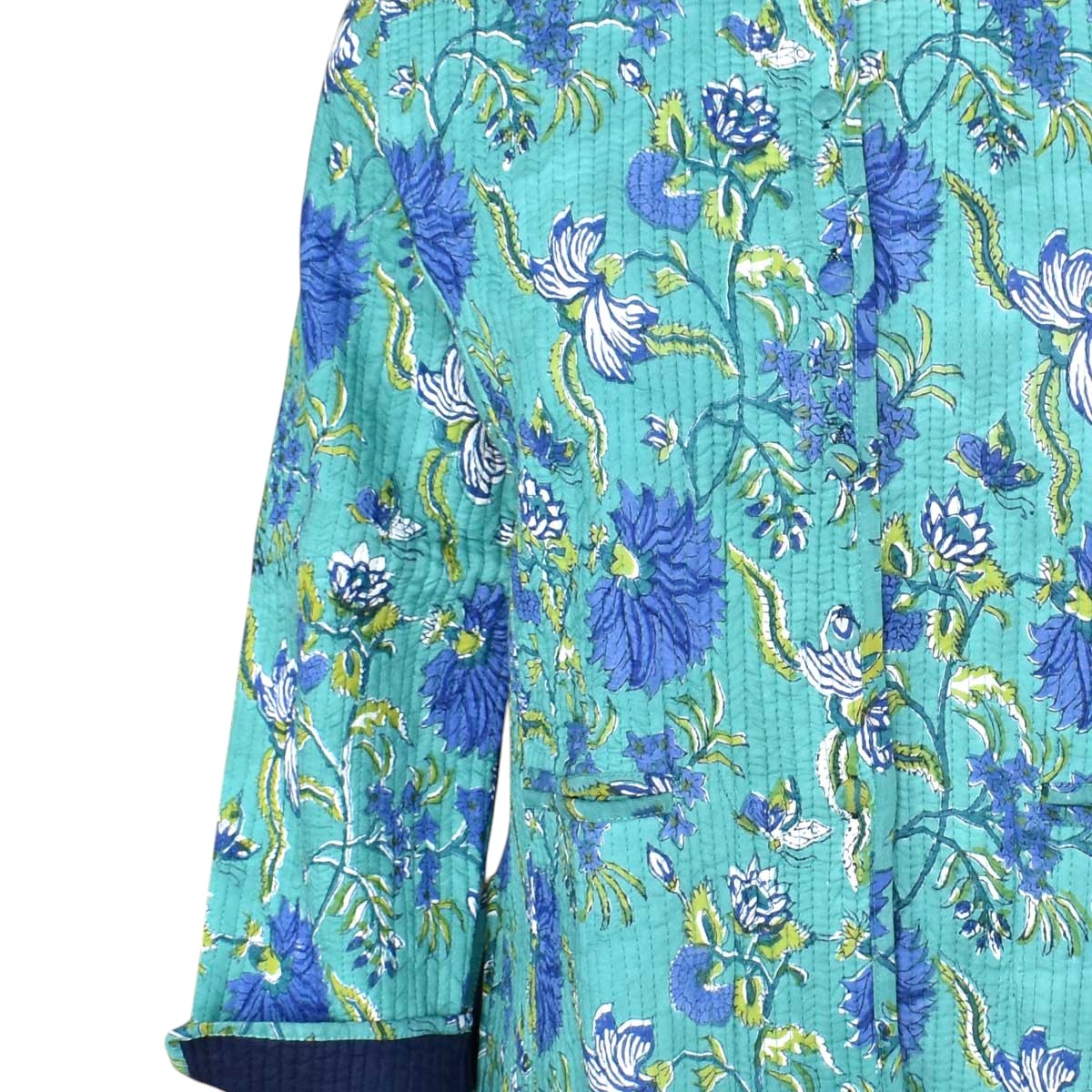 Quilted Jacket Size Short Length Flower Blossom Sea Green Gud 106040