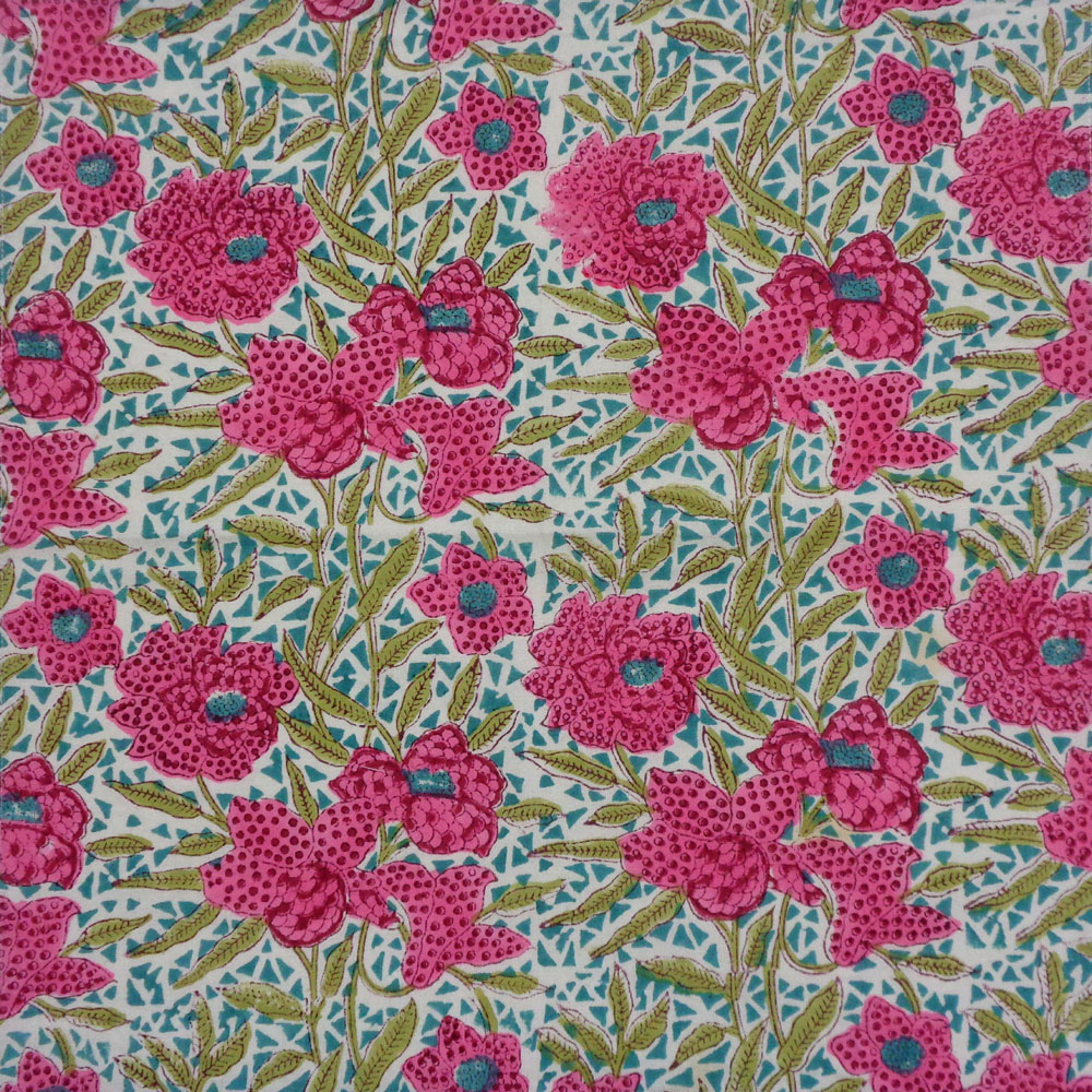 Hand Block Printed Cotton Napkin 45x45 cms Set of 4 Napkins Flower Candy 602232