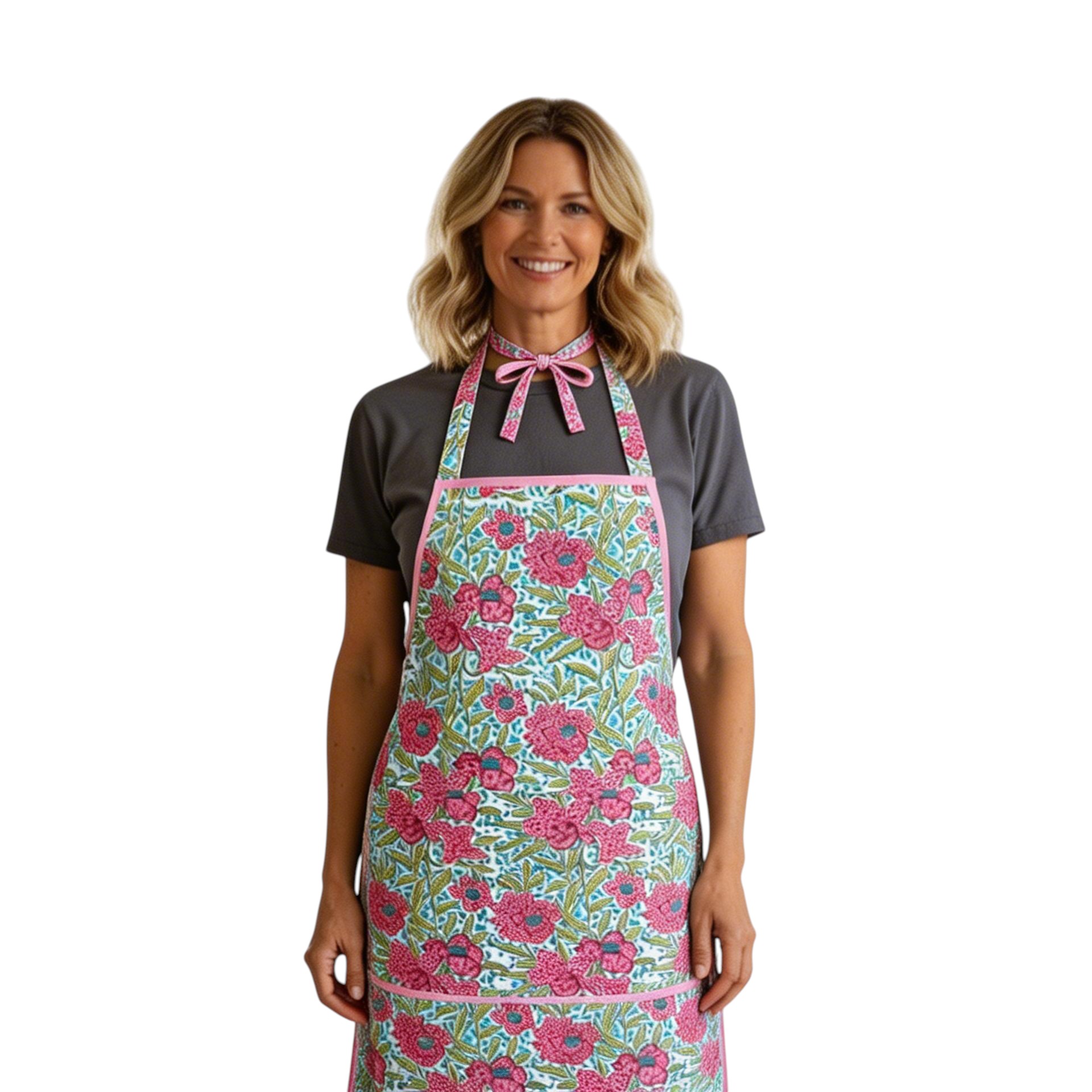 Indian Block-Printed 100 Cotton Apron Flower Candy 620637