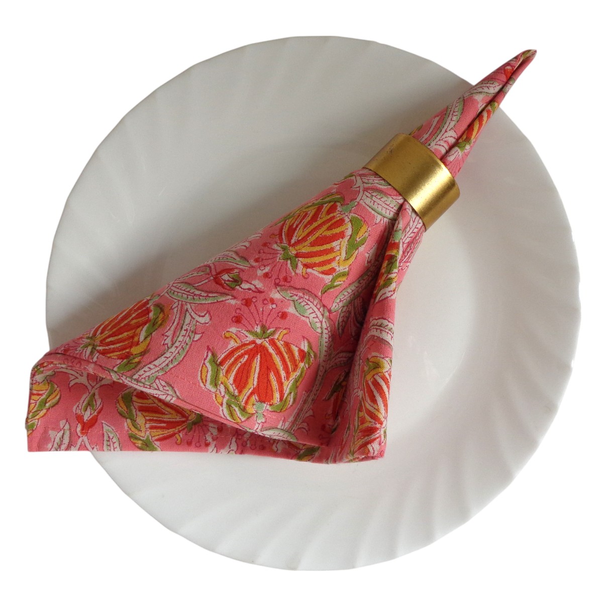 Hand Block Printed Cotton Napkin 45x45 Set of 4 Napkins Frost Pink Floral 202816