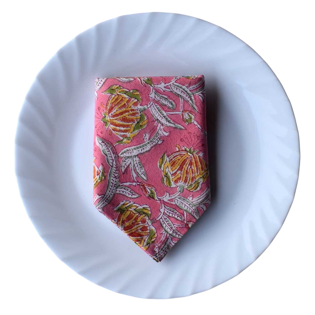 Hand Block Printed Cotton Napkin 45x45 Set of 4 Napkins Frost Pink Floral 202816