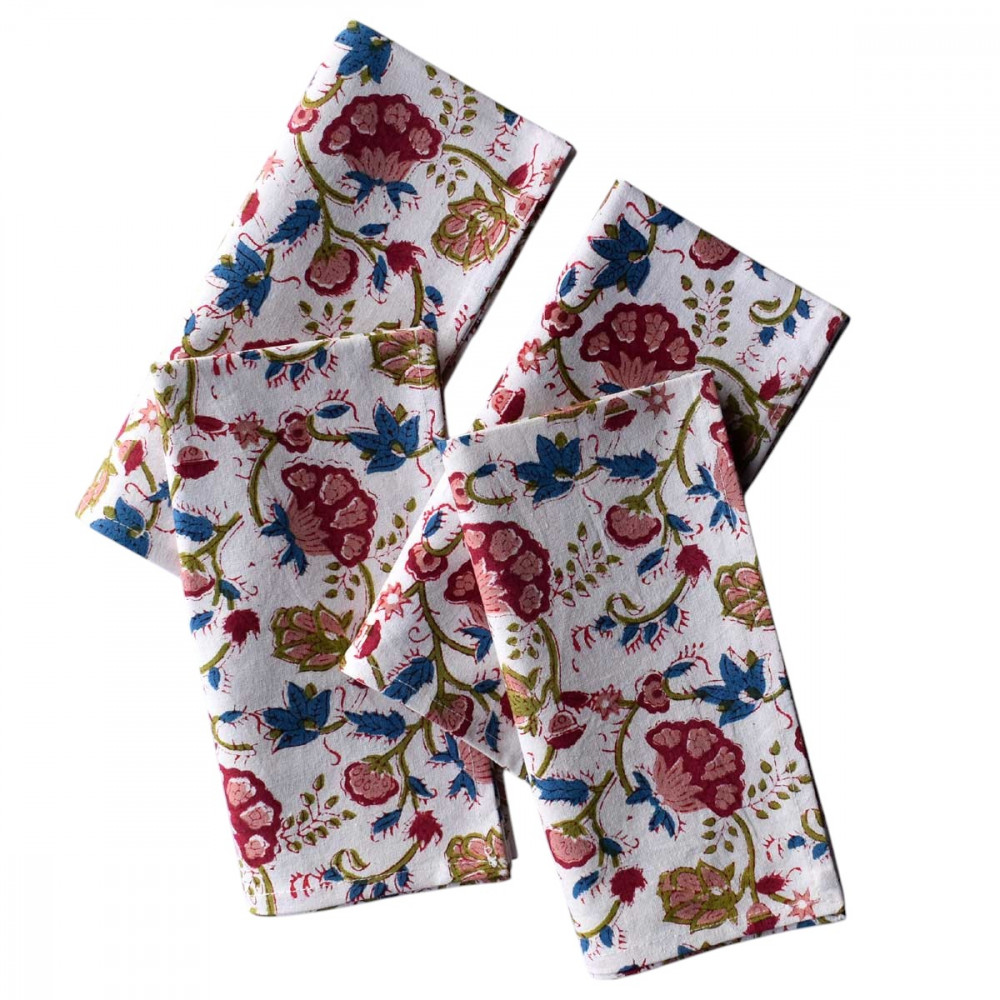 Image of Hand Block Printed Cotton Napkin 45x45 (Set of 4 Napkins) | Genda Bale 204998