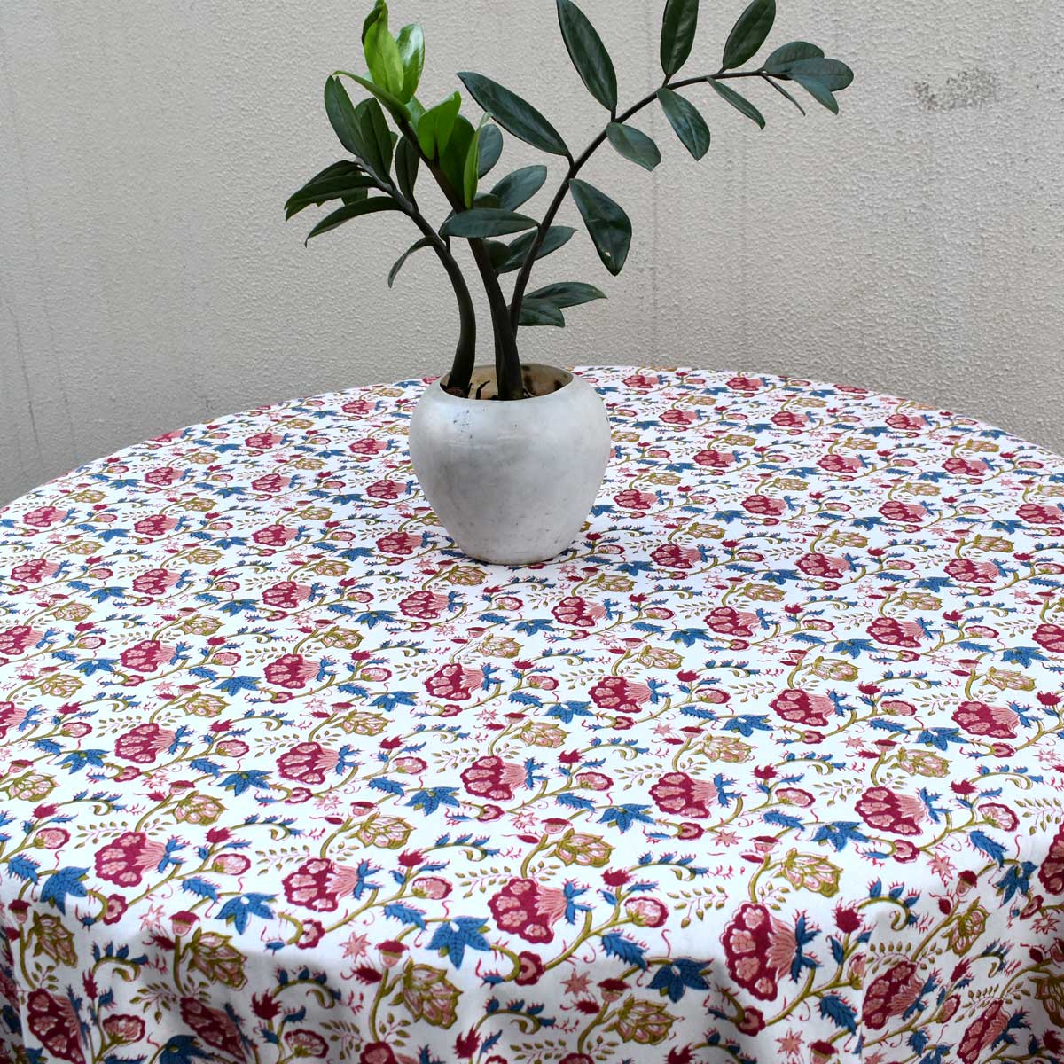 Hand Block Printed Cotton Round Tablecloth 220 cms Genda Bale 105479