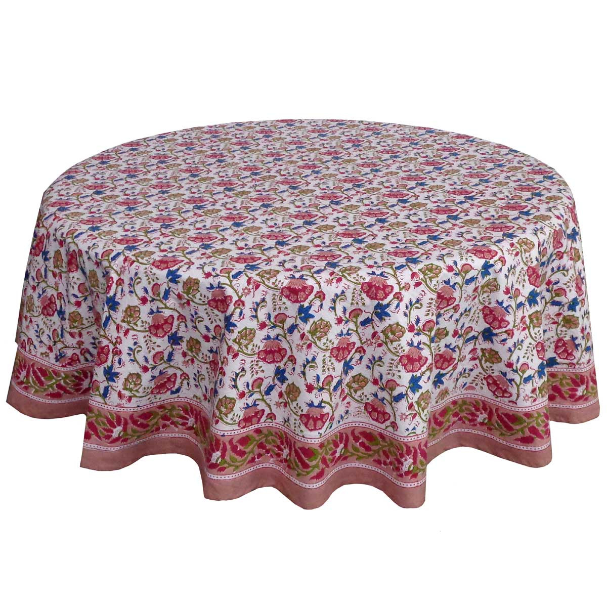 Hand Block Printed Cotton Round Tablecloth 150 cms Genda Bale 204998