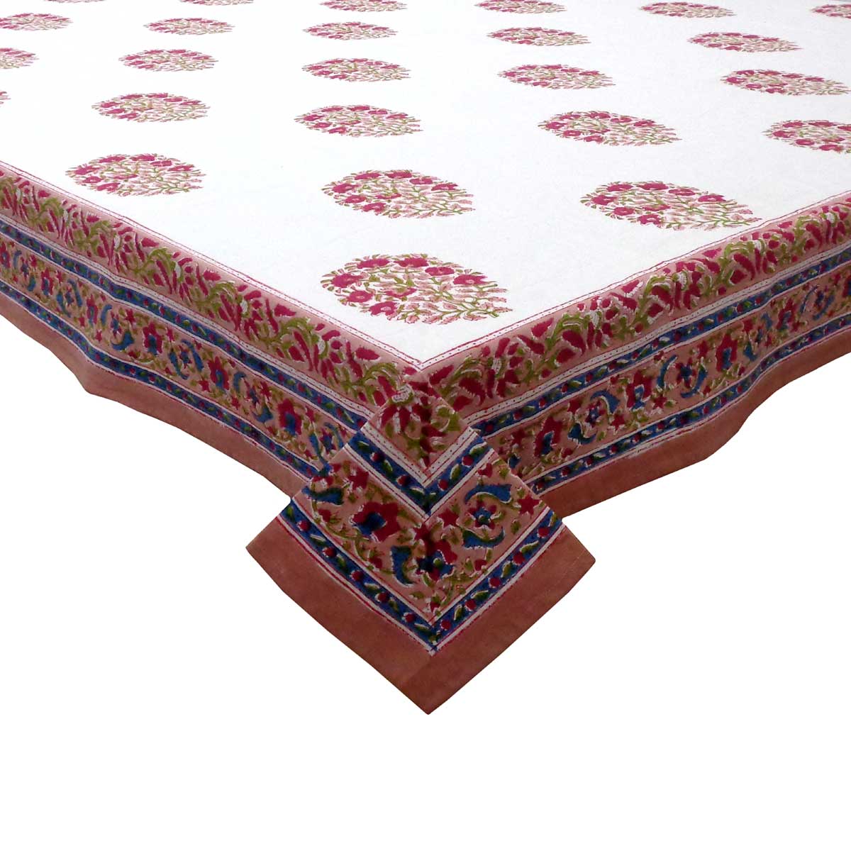 Square Tablecloth in Cotton Hand Block Printed Cotton Tablecloth 150x150 cms Genda Boota 105889