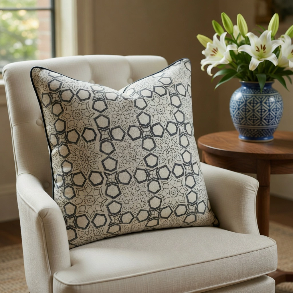 Piping Cushion Cover 50x50 cms Geo Chokri Dark Grey 204249