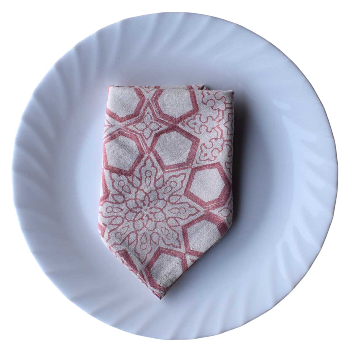 Hand Block Printed Cotton Napkin 45x45 Set of 4 Napkins Geo Chokri Pink 107053