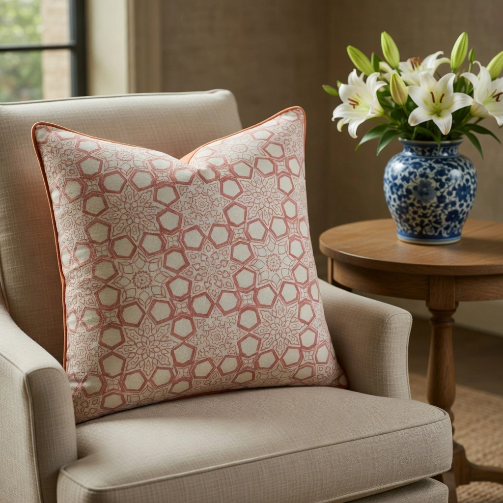 Piping Cushion Cover 50x50 cms Geo Chokri Pink 107053