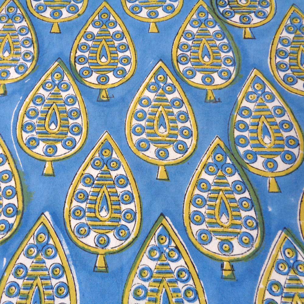 Hand Block Printed Cotton Napkin 45x45 cms Set of 4 Napkins Gola Patti Aqua 202301