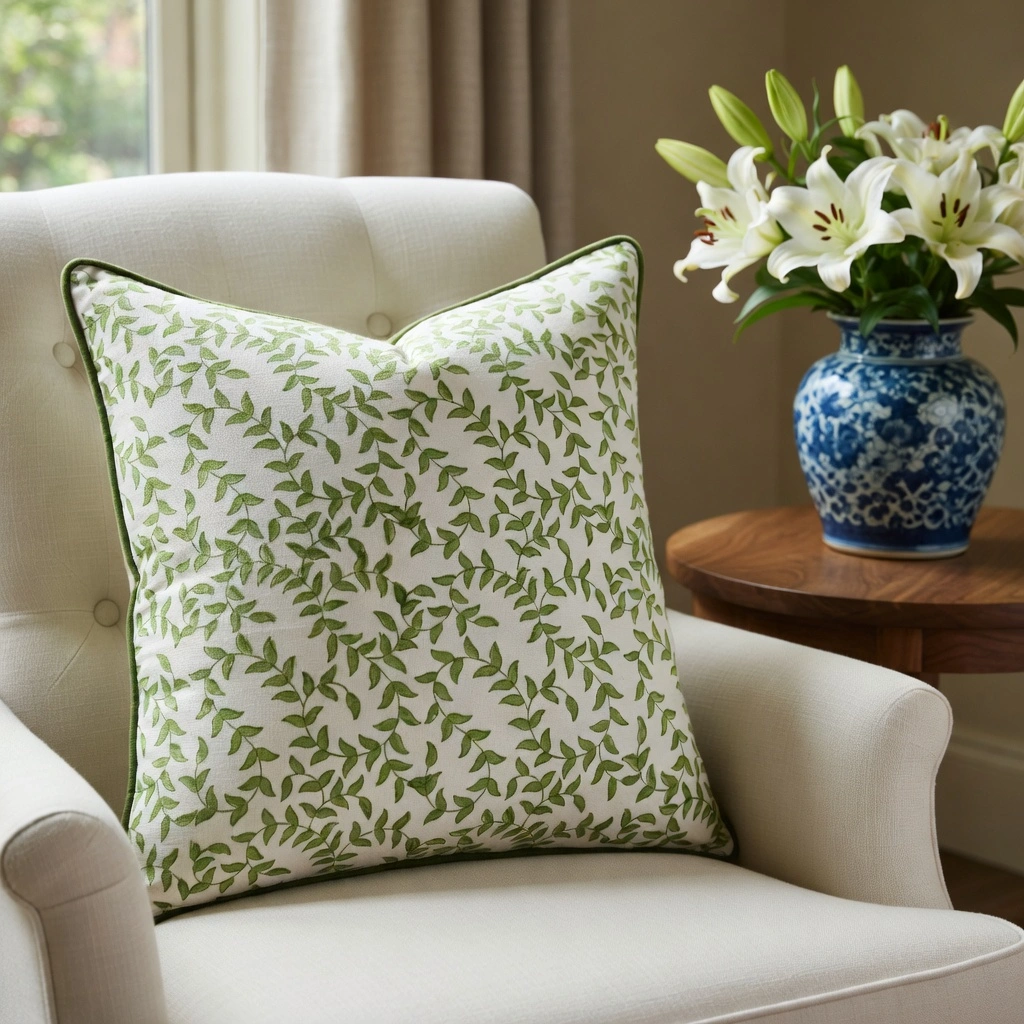 Piping Cushion Cover 50x50 cms Green Vine Harmony 202407