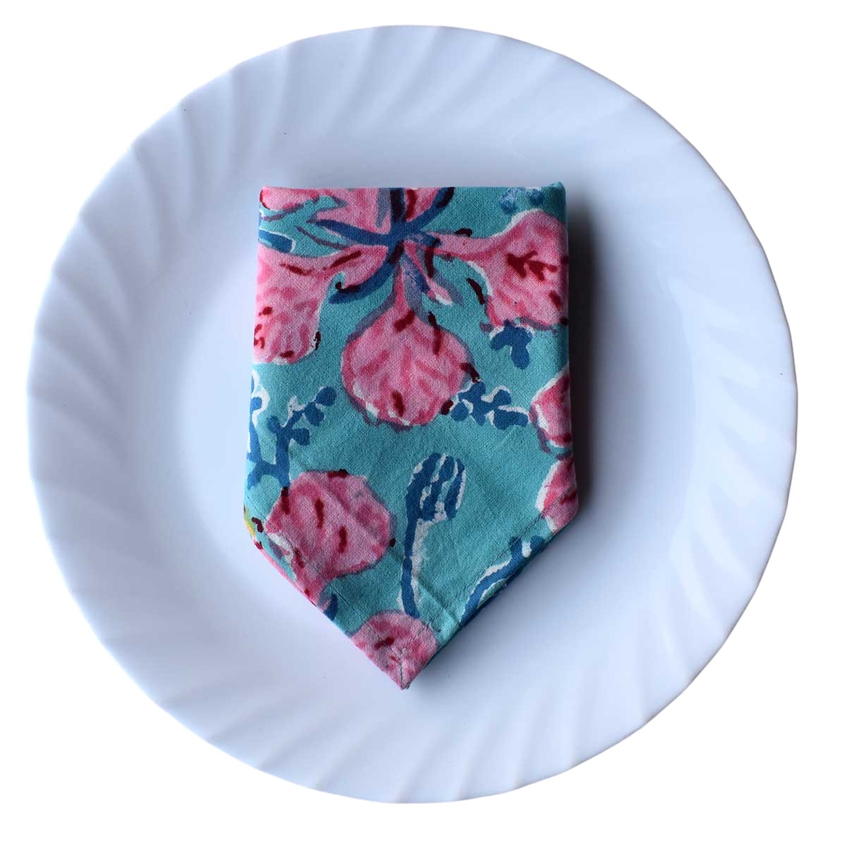 Hand Block Printed Cotton Napkin 45x45 cms Set of 4 Napkins Gulmohar Gud 207625