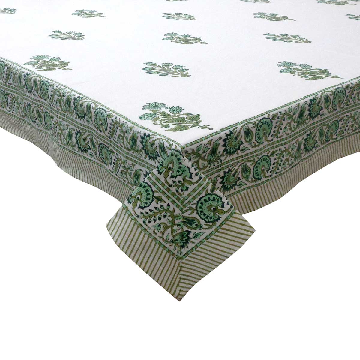 Square Tablecloth in Cotton Hand Block Printed Cotton Tablecloth 150x150 cms  Hari Bagia Boota 605180