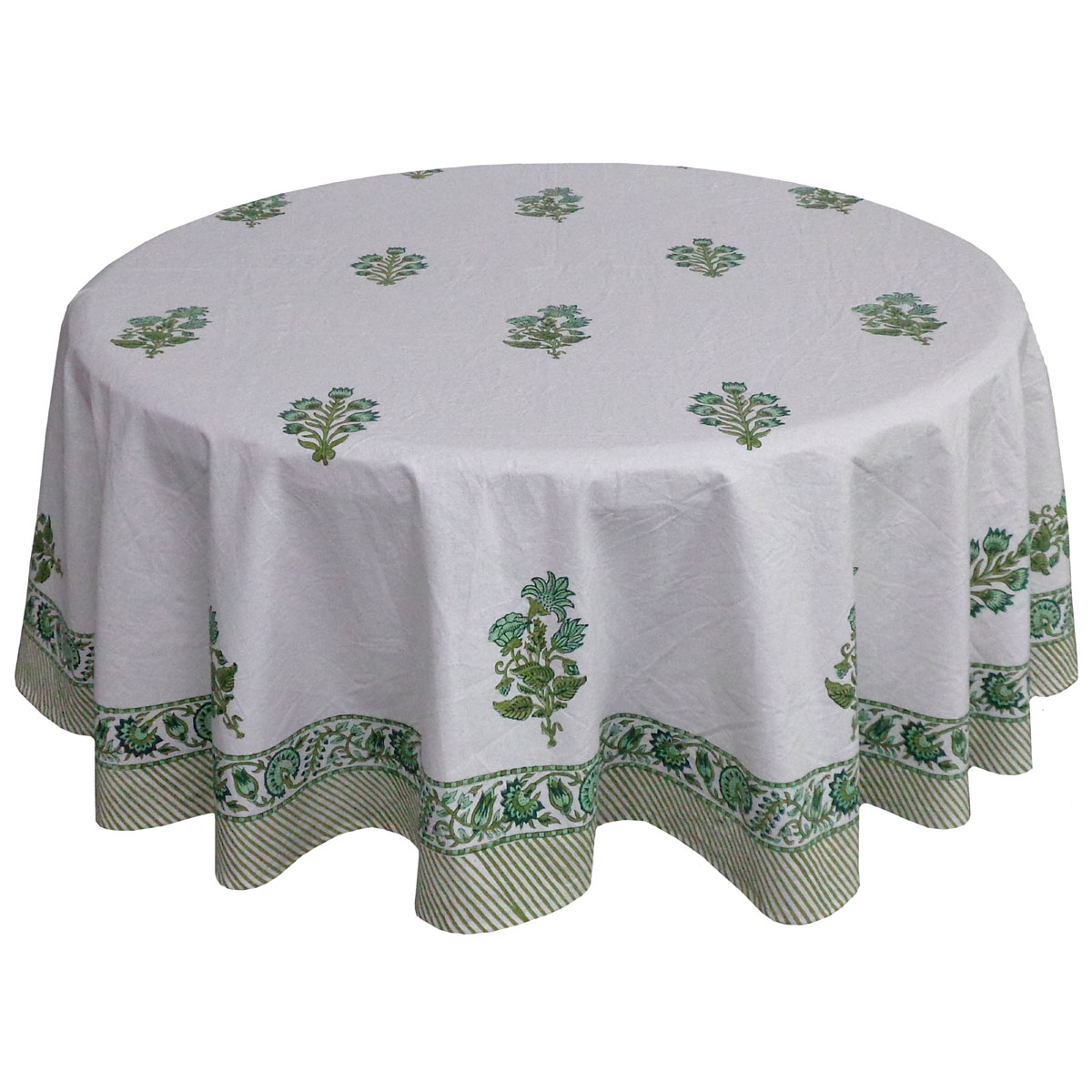 Hand Block Printed Cotton Round Tablecloth 275 cms Hari Bagia Boota 605180