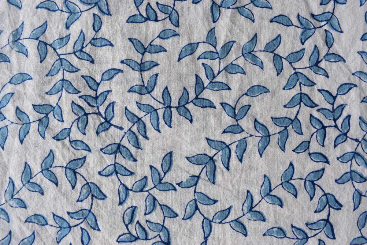 Hand Block Printed on 100 Cotton 5 Yard Fabric SANGANER Harmony Blue Open 260417