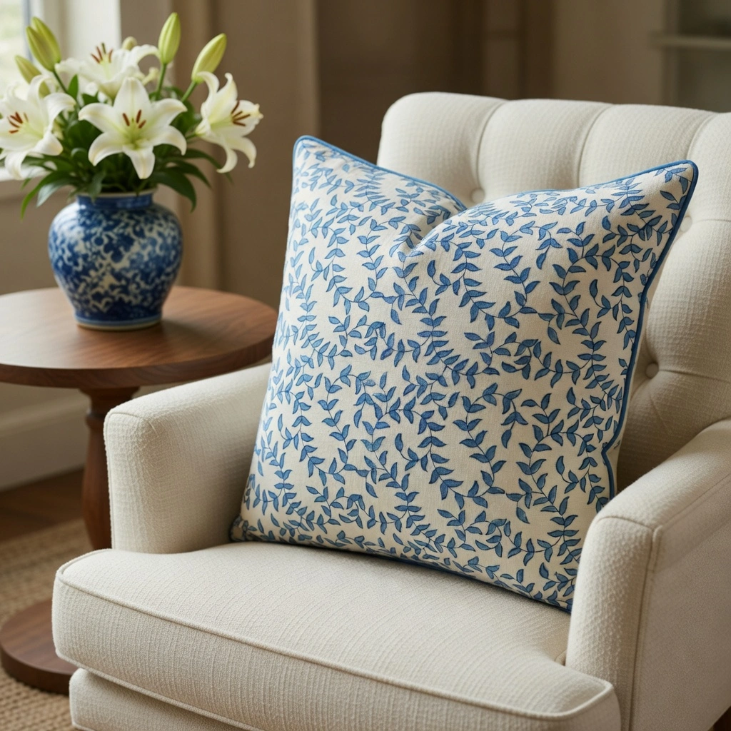 Piping Cushion Cover 50x50 cms Harmony Blue Open 260417