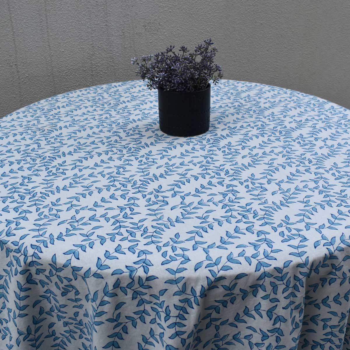 Round 220 cms Cotton French Design Table Cover Harmony Blue Open 260417