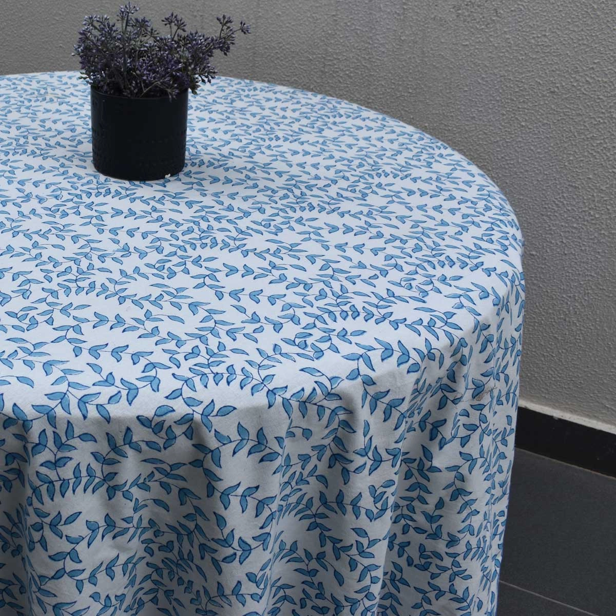 Round 180 cms Cotton French Design Table Cover Harmony Blue Open 260417