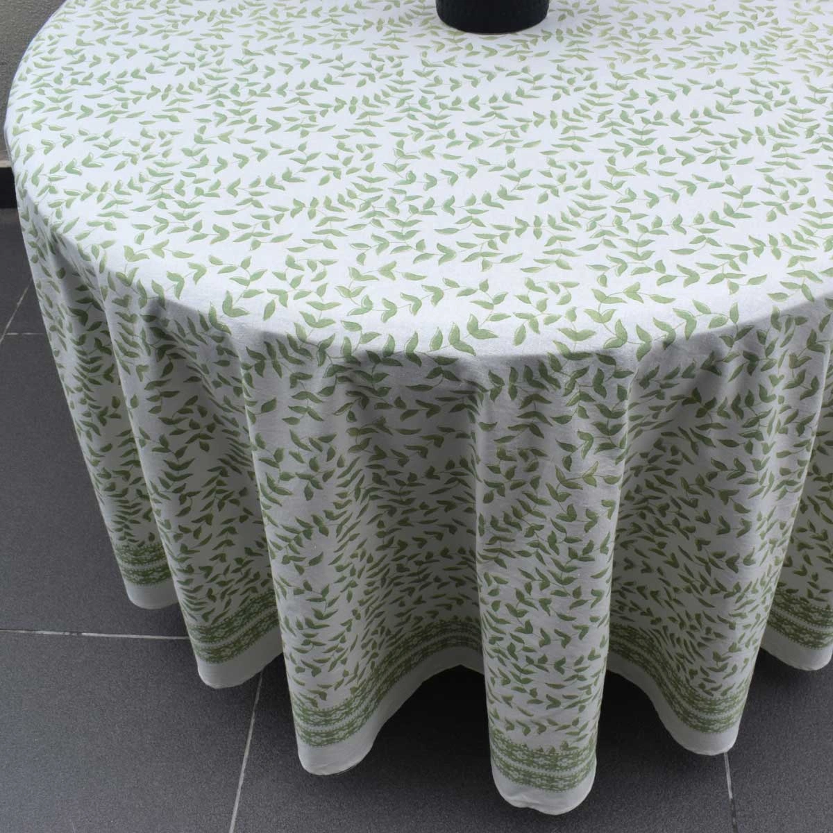 Round 220 cms Cotton French Design Table Cover  Harmony Green Fill 260418