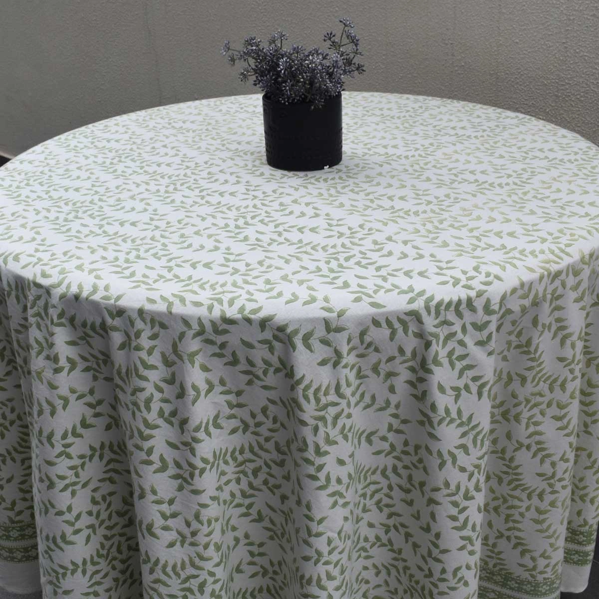 Round 220 cms Cotton French Design Table Cover  Harmony Green Fill 260418