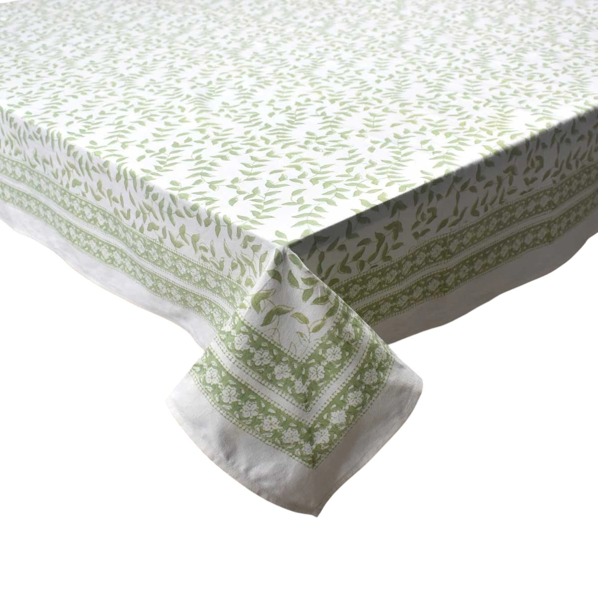 Hand Block Printed Cotton Tablecloth 150x220 cms Harmony Green 260418