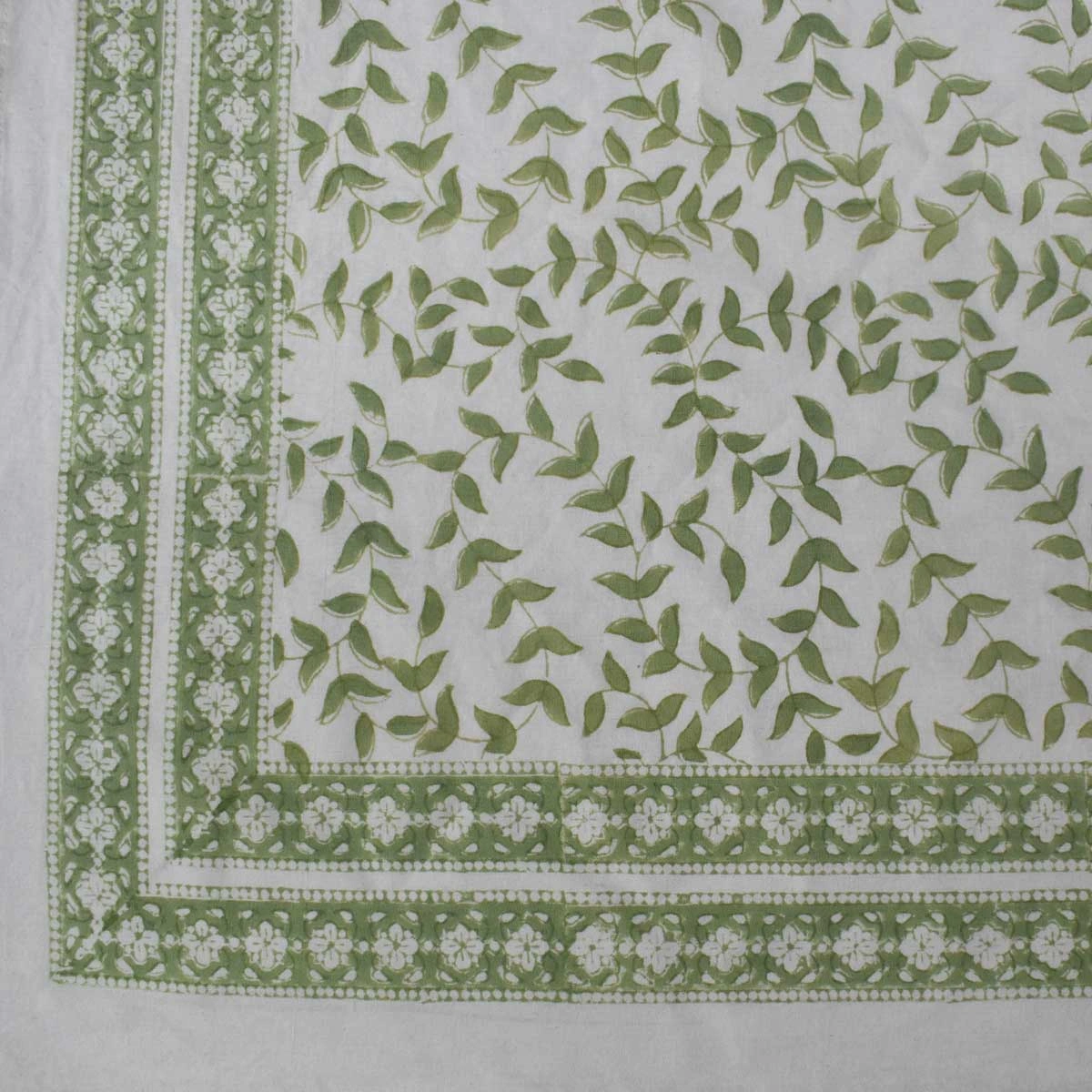 Hand Block Printed Cotton Tablecloth 150x220 cms Harmony Green 260418
