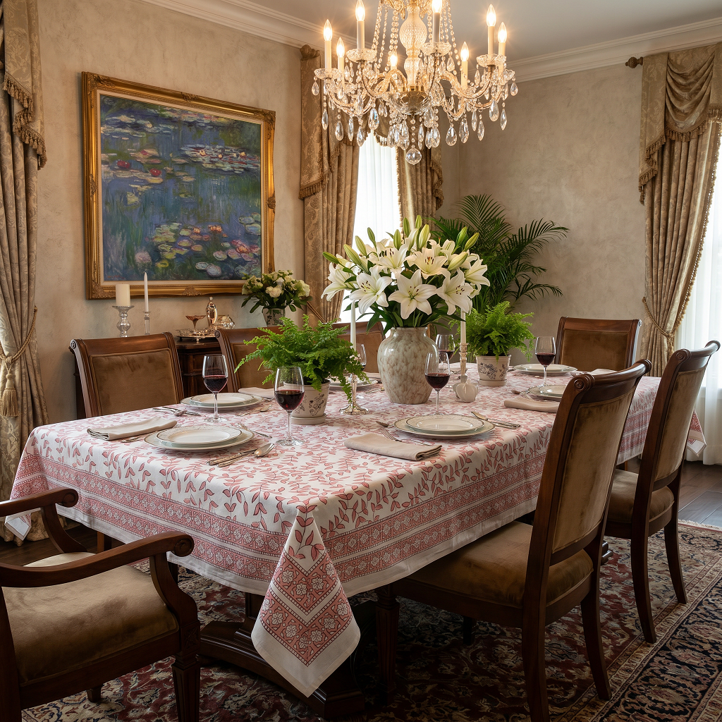 10 Seater Tablecloth 180x270 cms Harmony Peach Open 260414