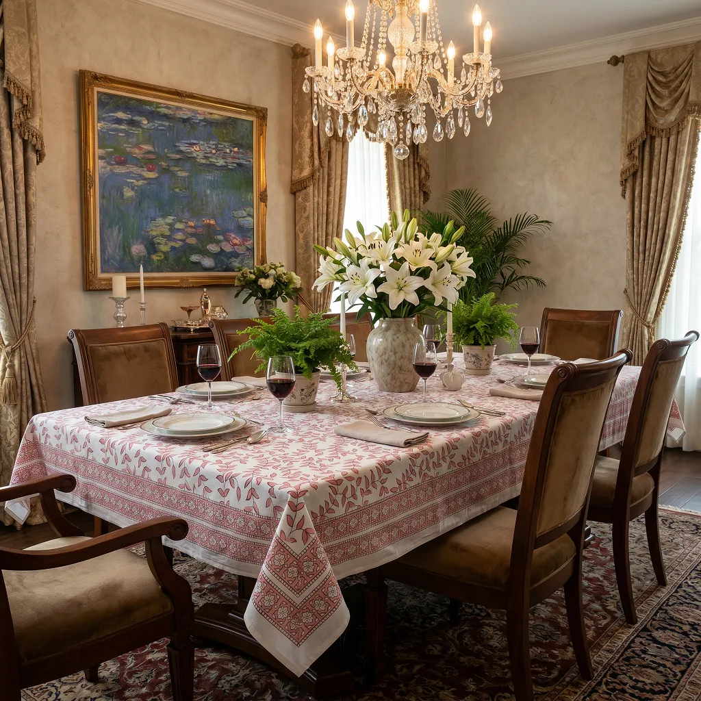 10 Seater Tablecloth 180x270 cms Harmony Peach Open 260414