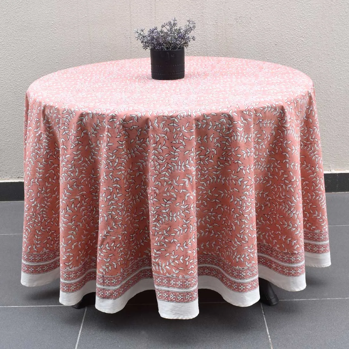 Round 220 cms Cotton French Design Table Cover Harmony Peach Fill 260415