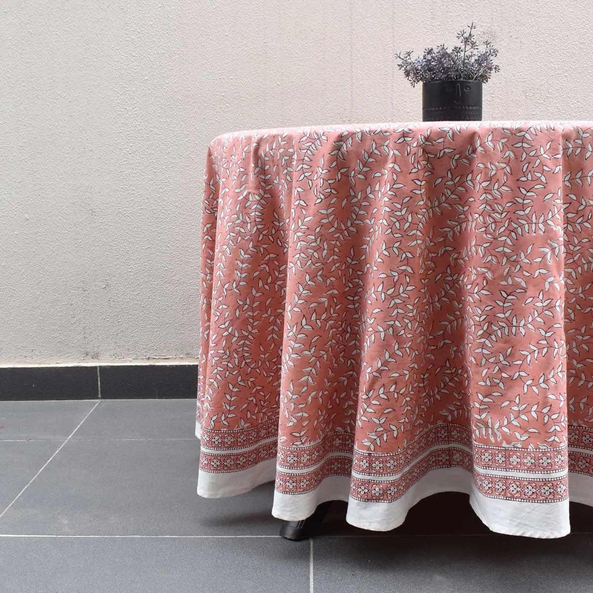 Round 220 cms Cotton French Design Table Cover Harmony Peach Fill 260415