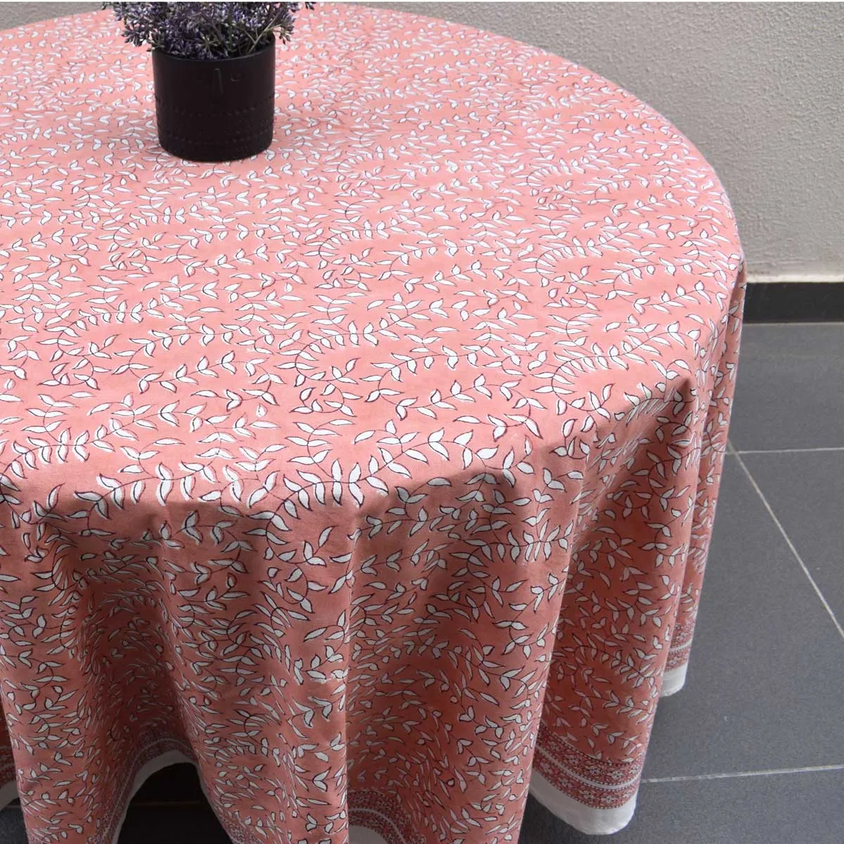 Round 220 cms Cotton French Design Table Cover Harmony Peach Fill 260415