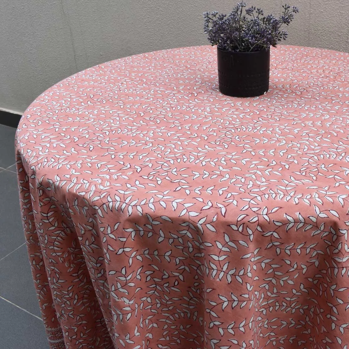 Round 220 cms Cotton French Design Table Cover Harmony Peach Fill 260415