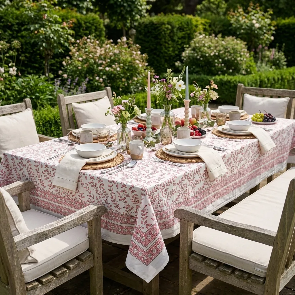 12 Seater Tablecloth 180x340 cms Harmony Peach Open 260414