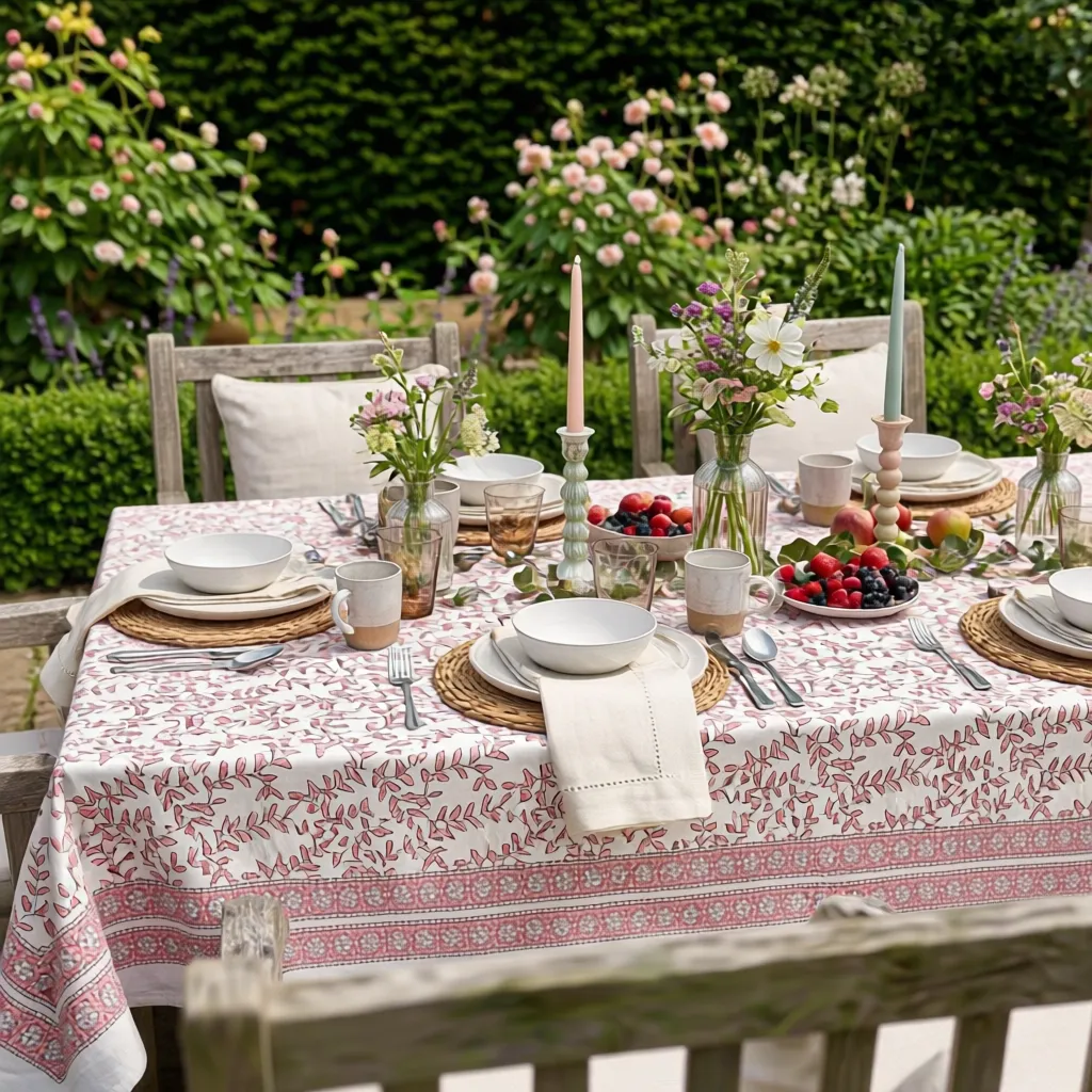 12 Seater Tablecloth 180x340 cms Harmony Peach Open 260414
