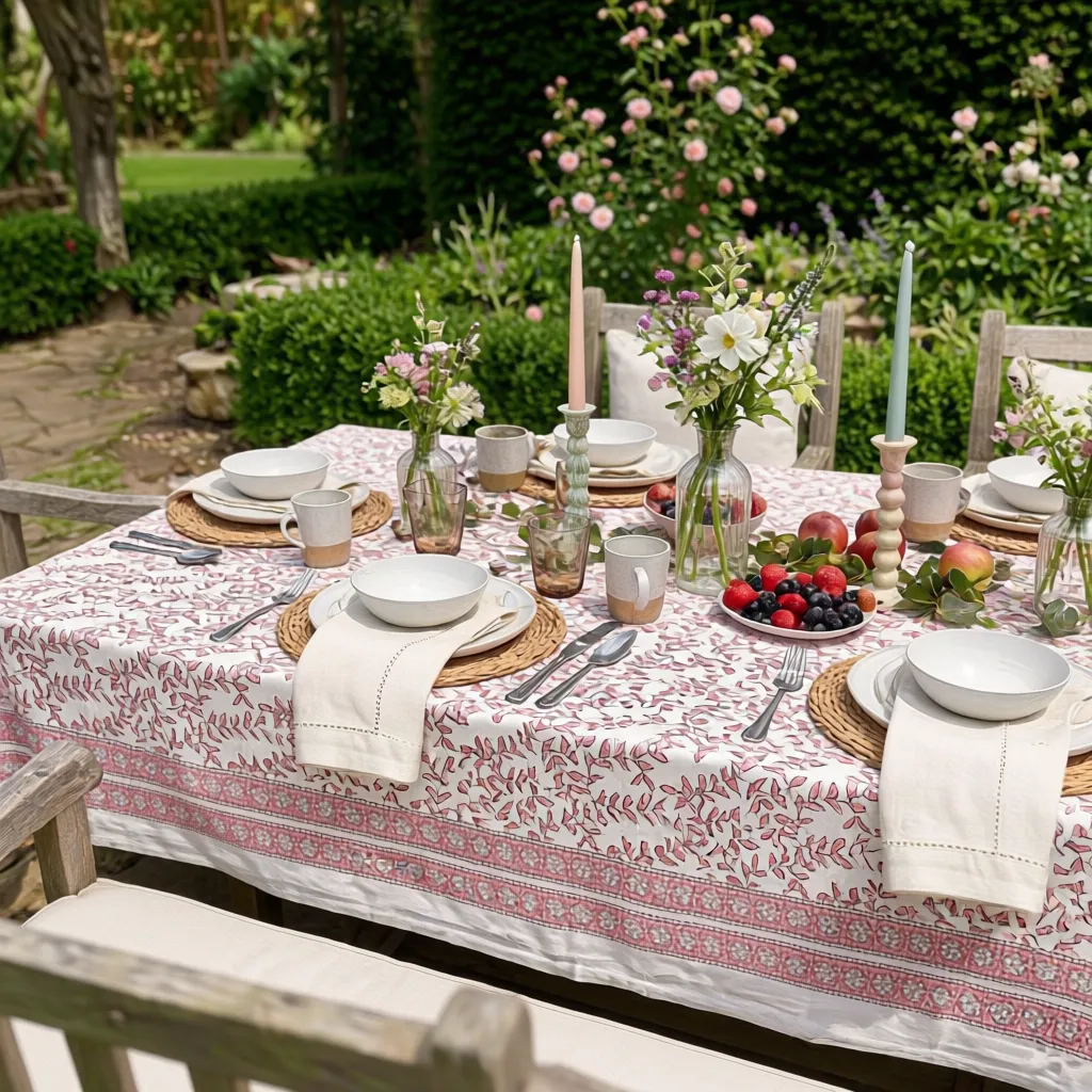 12 Seater Tablecloth 180x340 cms Harmony Peach Open 260414