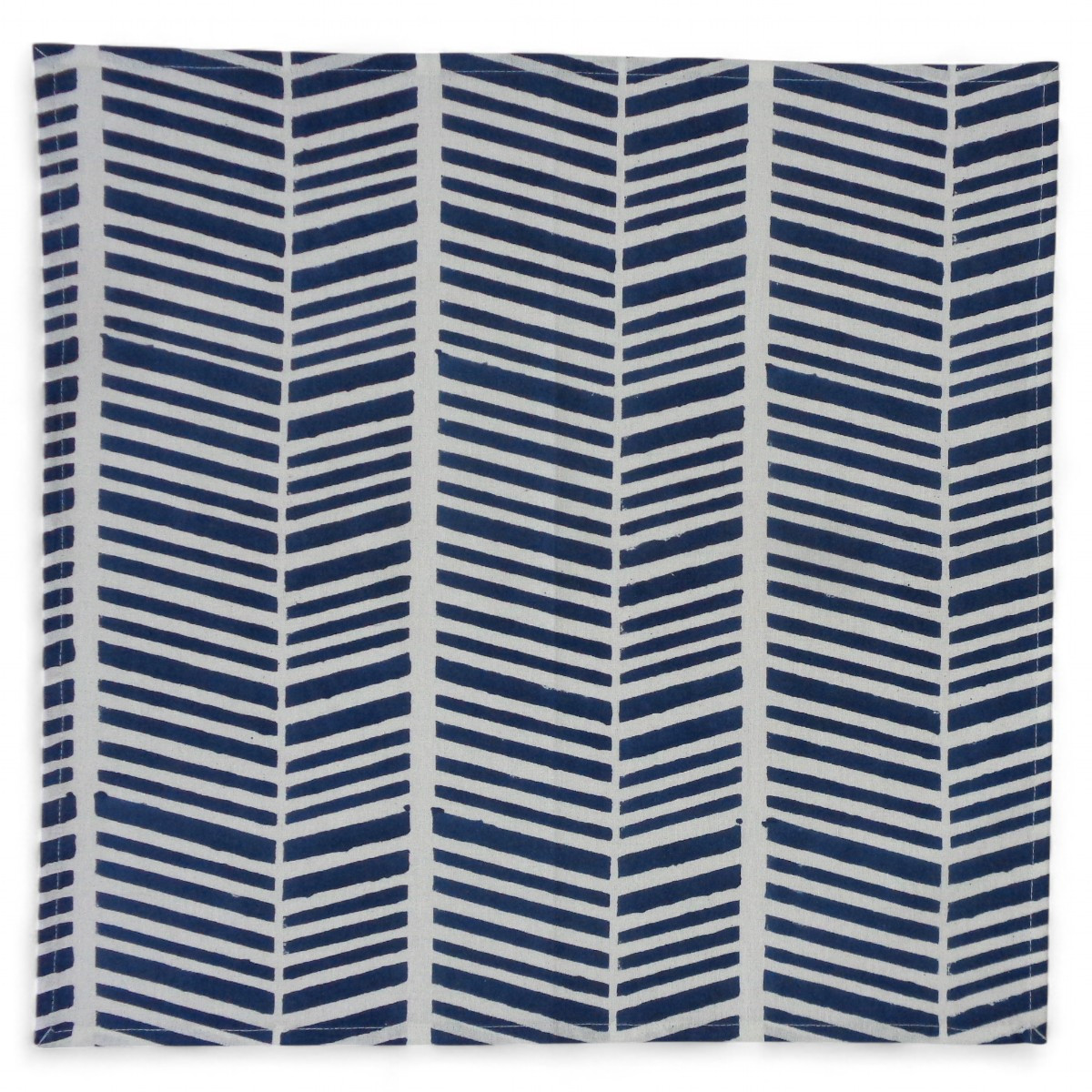 Hand Block Printed Cotton Napkin 45x45 cms Set of 4 Napkins Herringbone Blue 100468