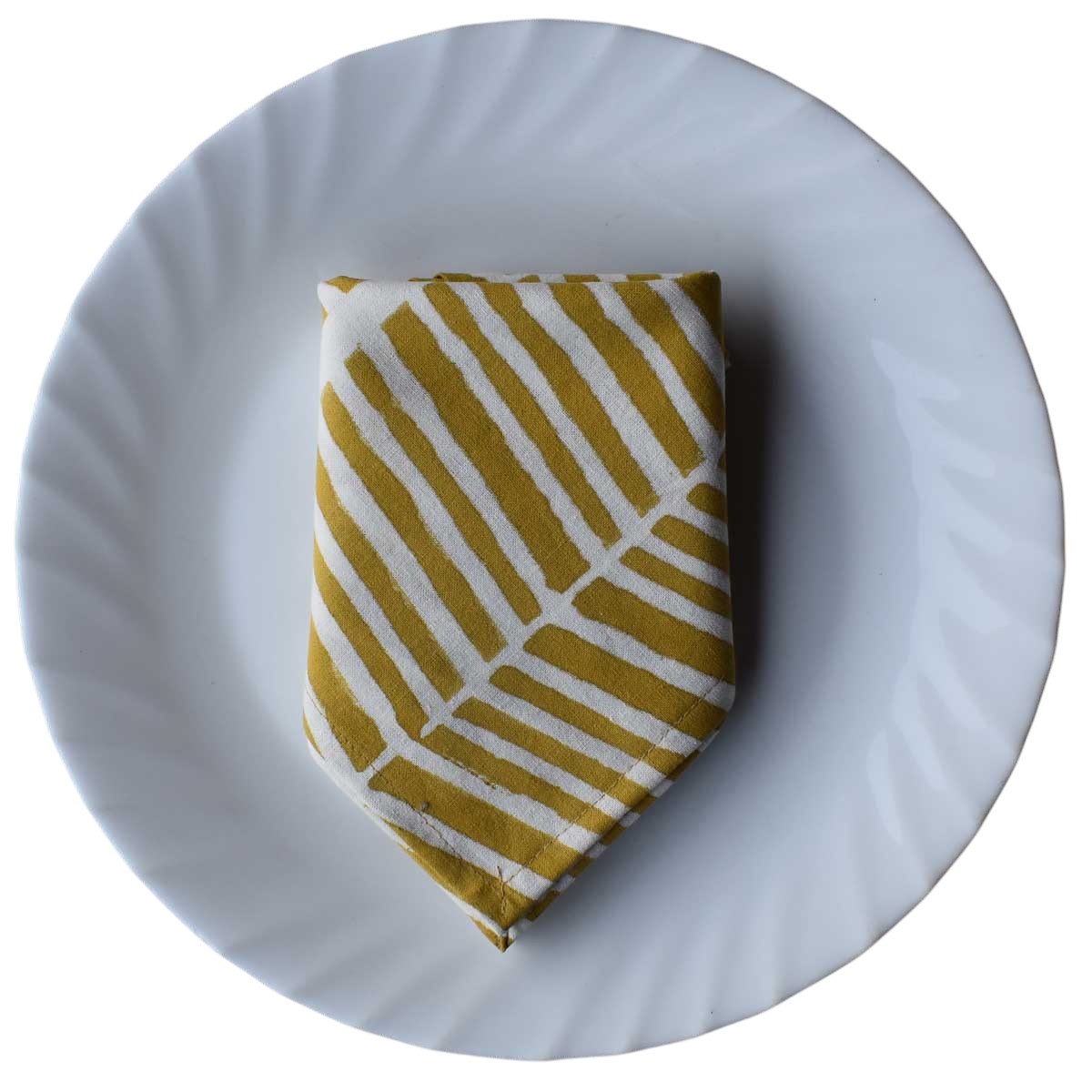 Hand Block Printed Cotton Napkin 45x45 cms Set of 4 Napkins Herringbone Golden Brown 204254