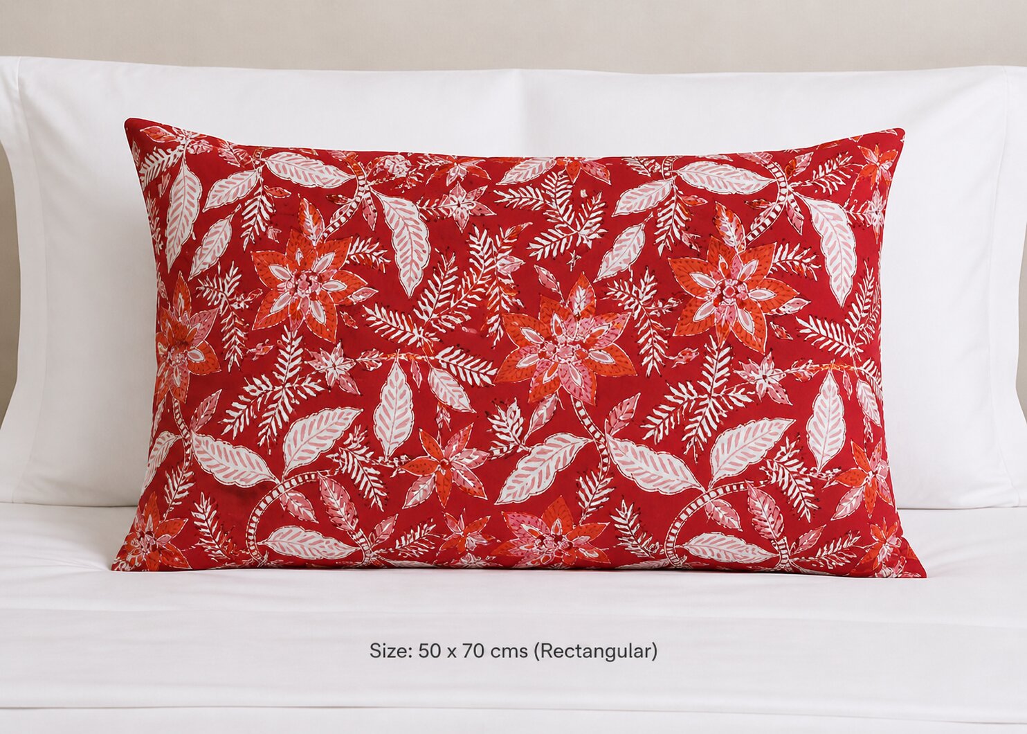 Hand Block Printed Cotton Pillows Cover 50x70 cm Set of 2 Bossanova Red Gud 208858