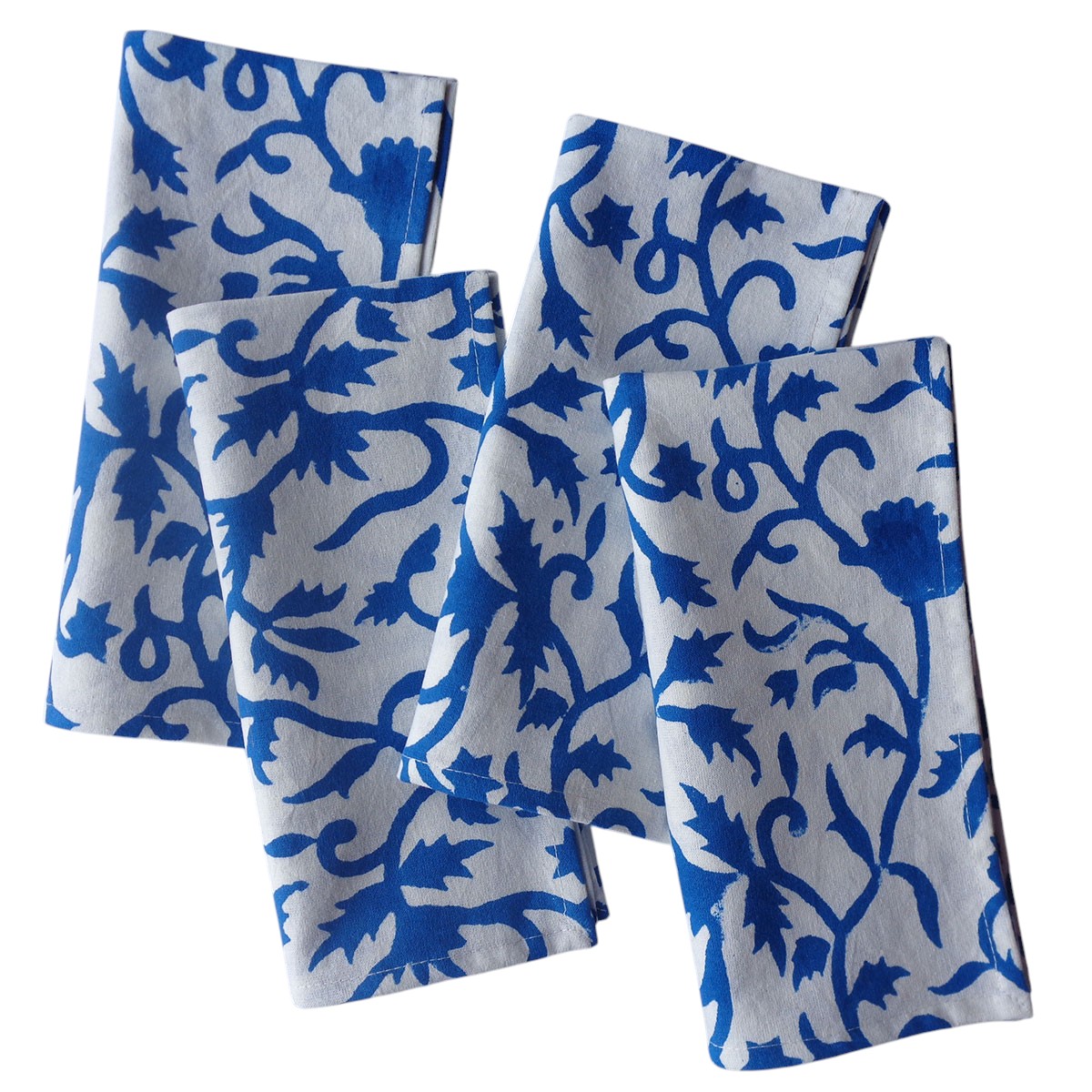 Hand Block Printed Cotton Napkin 45x45 cms Set of 4 Napkins Indigo Royale 202409