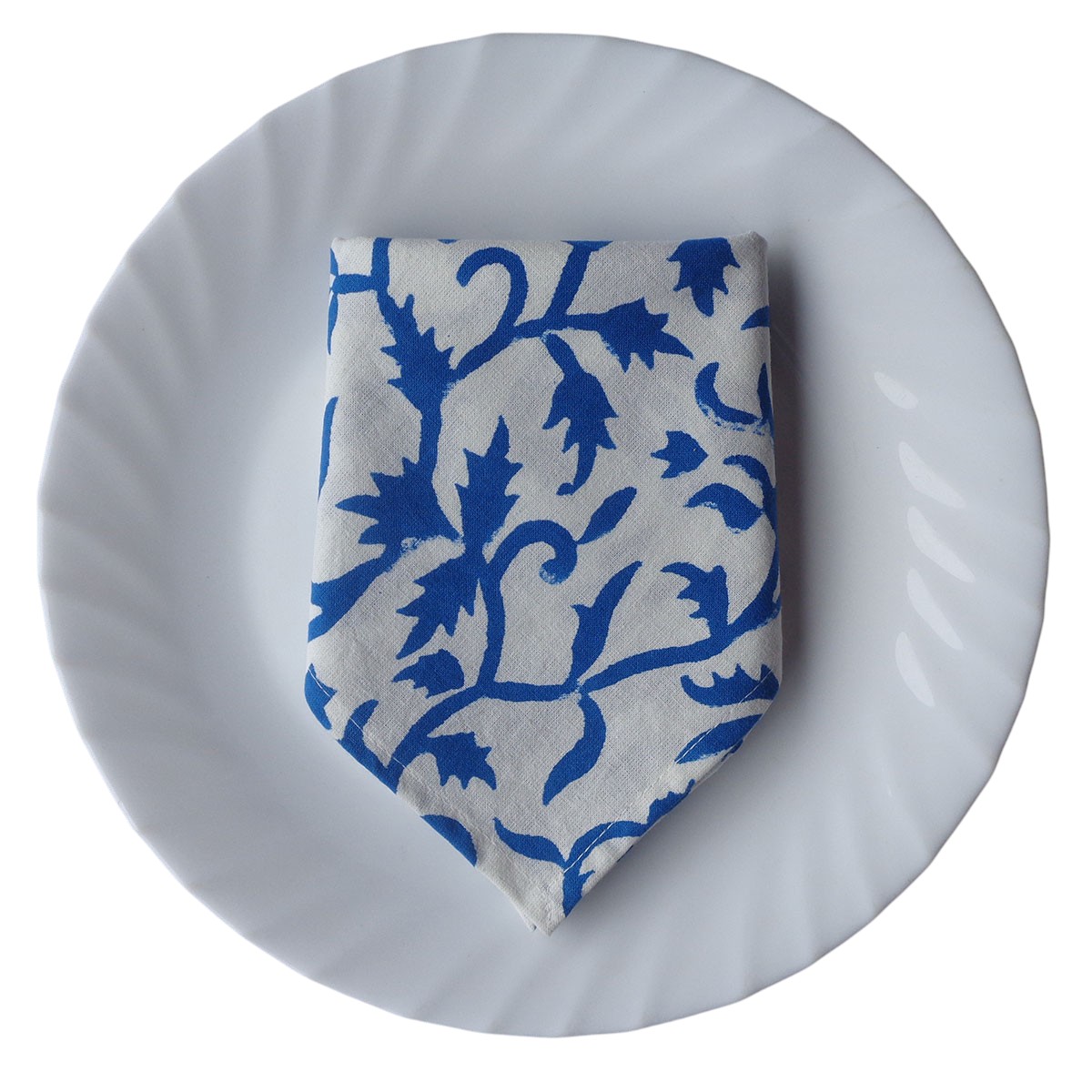 Hand Block Printed Cotton Napkin 45x45 cms Set of 4 Napkins Indigo Royale 202409