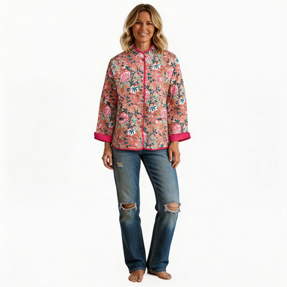 Image of Quilted Jacket Size Short Length : Misty Rose Gud 202873