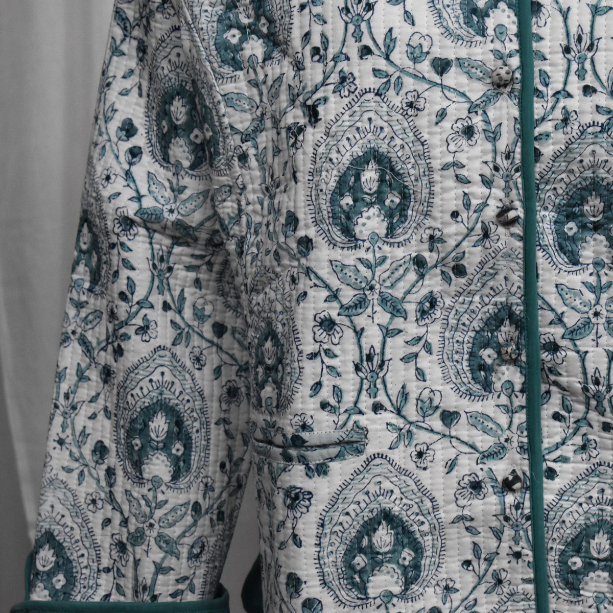 Quilted Jacket Size Short Length Pan Leaf Blue 309622