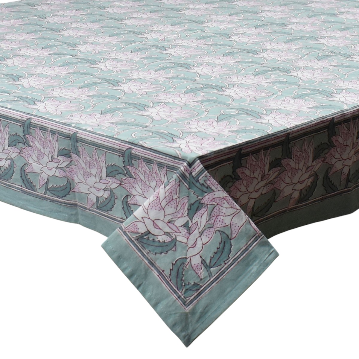 12 Seater Tablecloth 180x340 cms Japan Lotus Green 202501