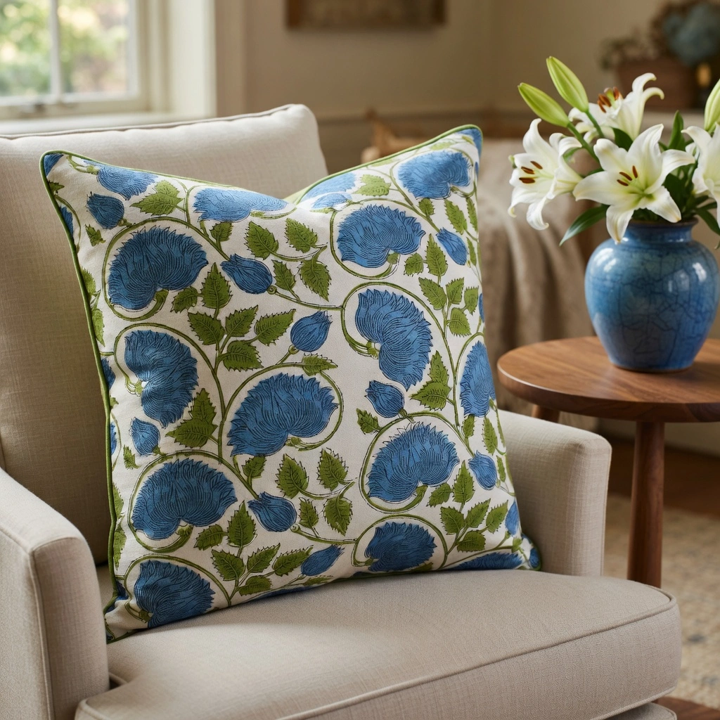Piping Cushion Cover 50x50 cms Kamal Aqua Open 106099