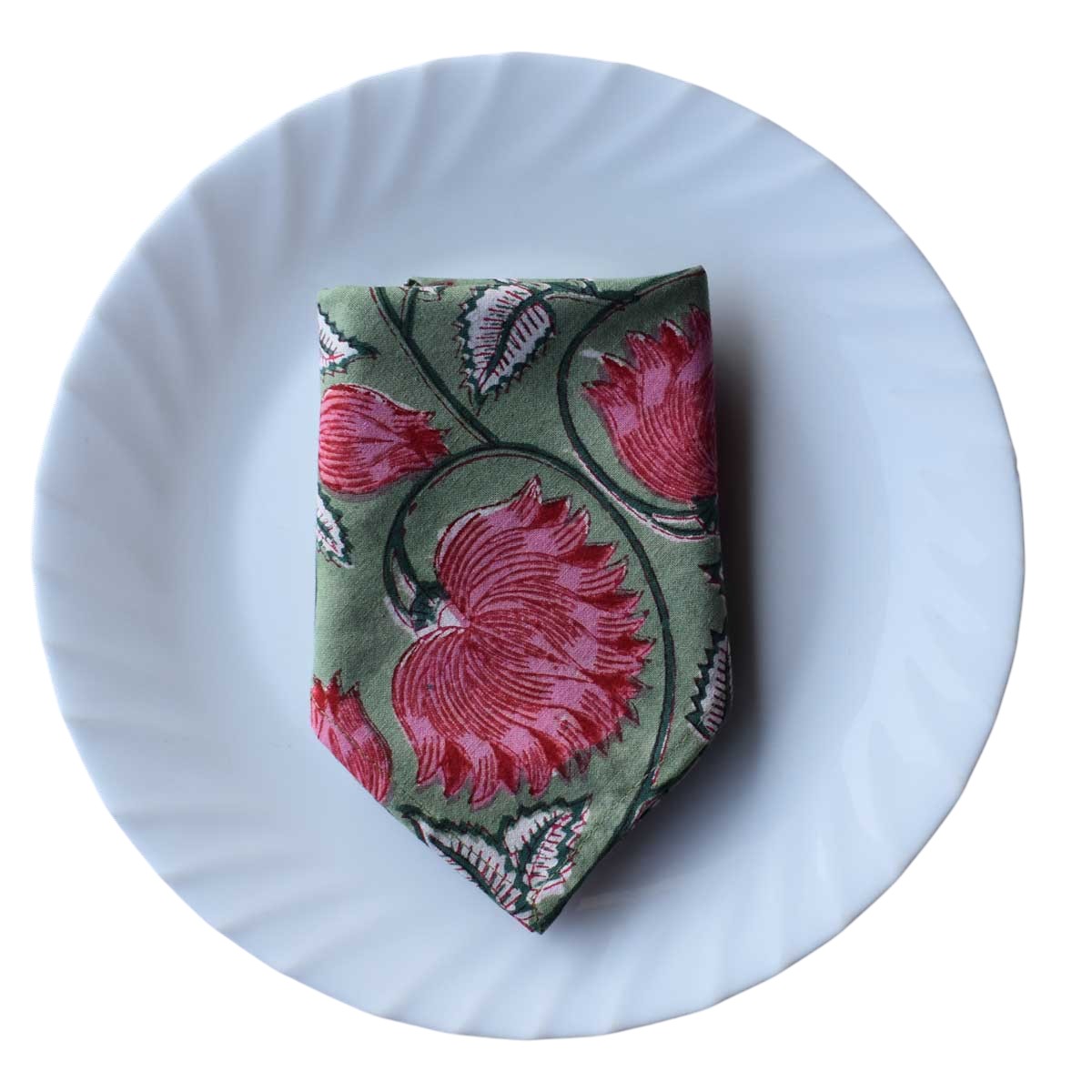 Hand Block Printed Cotton Napkin 45x45 cms Set of 4 Napkins  Kamal Gulabi Gud 206591